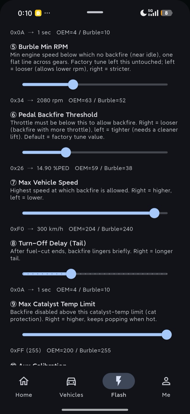 RPM, throttle & speed windows