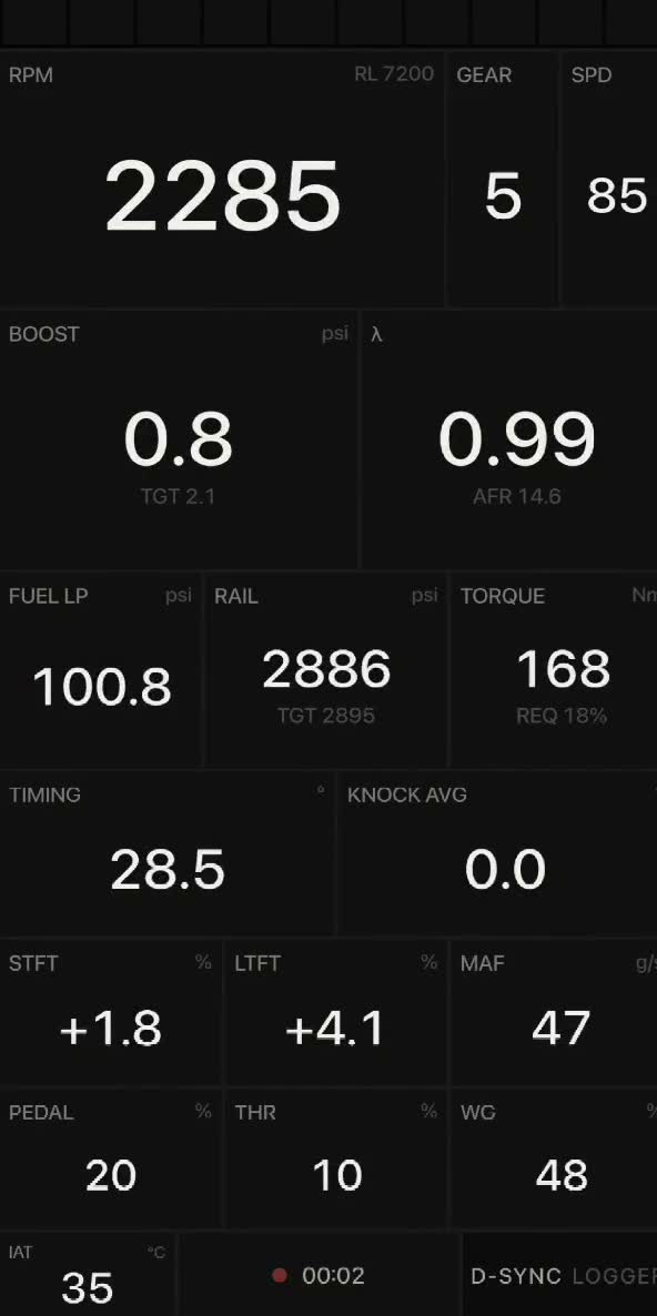 Real in-app footage — the new HUD logging a real drive.